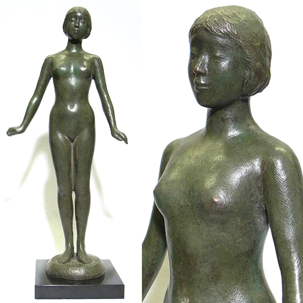 真作保証 雨宮敬子ブロンズ裸少女 近美蔵同作鑑定付年鑑1千3百万(西洋