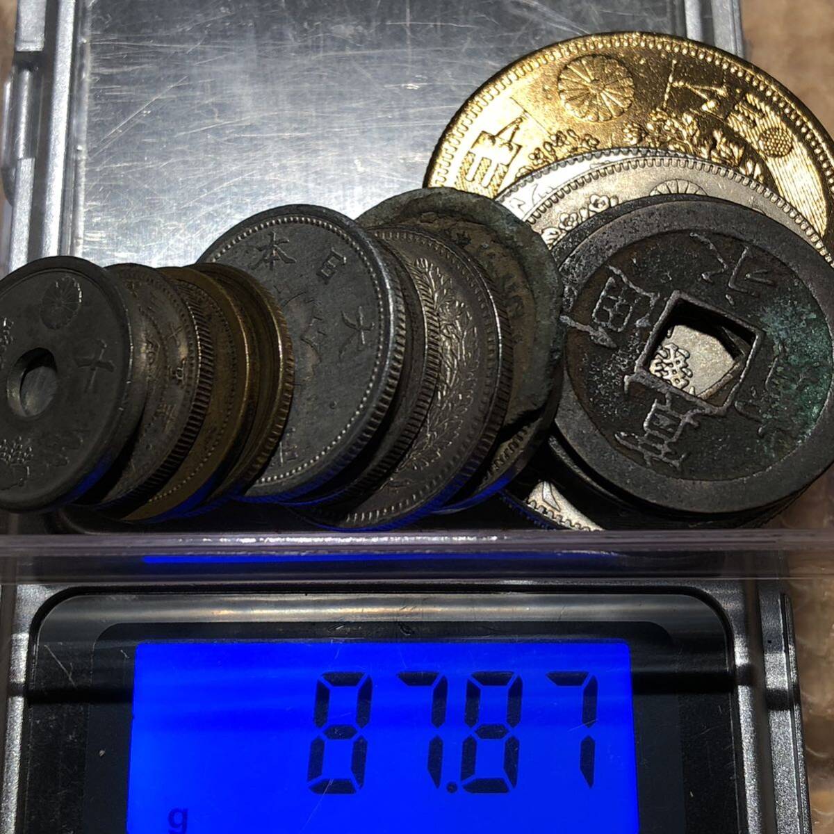 1円から！日本古銭 一圓金貨 1分銀5銭10銭20銭銀貨まとめ売り約87.87g