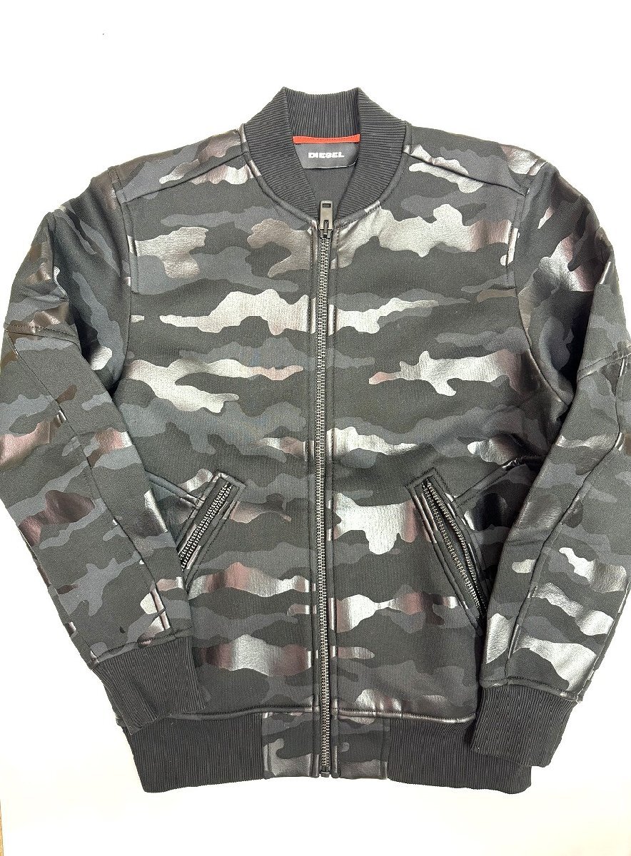 〓 DIESEL ディーゼル MA-1 迷彩 ZIPUPジャケット ブラック XS メンズ