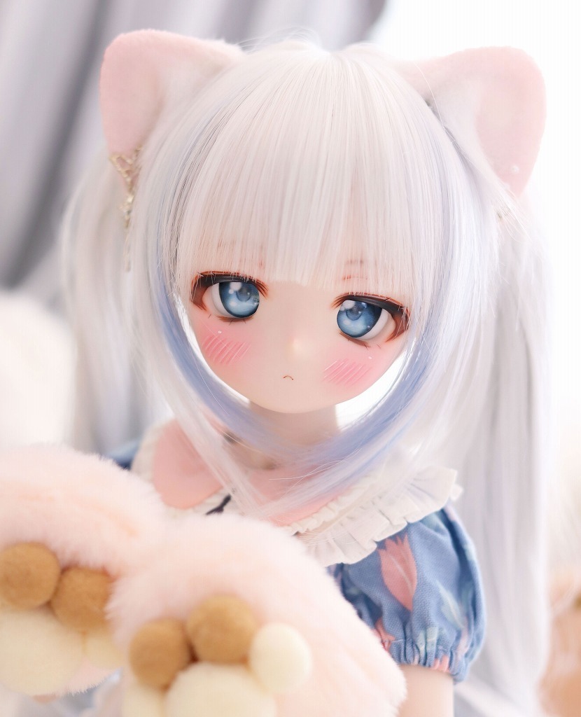 【LUCKY STAR】DDH-01 セミホワイト肌 カスタムヘッド+アイ2種 (ソフビ盛り)※やや難あり _6