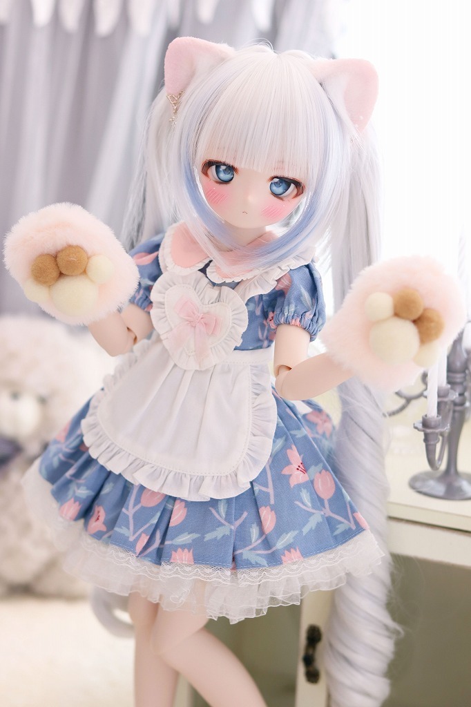 【LUCKY STAR】DDH-01 セミホワイト肌 カスタムヘッド+アイ2種 (ソフビ盛り)※やや難あり _9