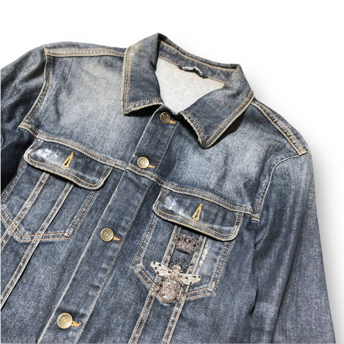 ドルチェ&ガッバーナ D&G ベロア デニムジャケット Gジャン ボタンロゴ 