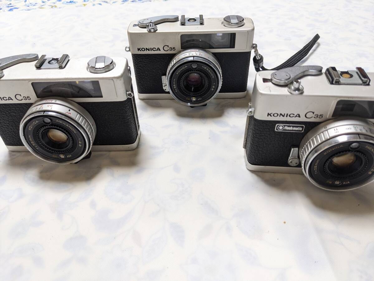 ☆3個まとめ / ジャンク☆ コニカ Konica C35 ×2、FlashMatic ×1 