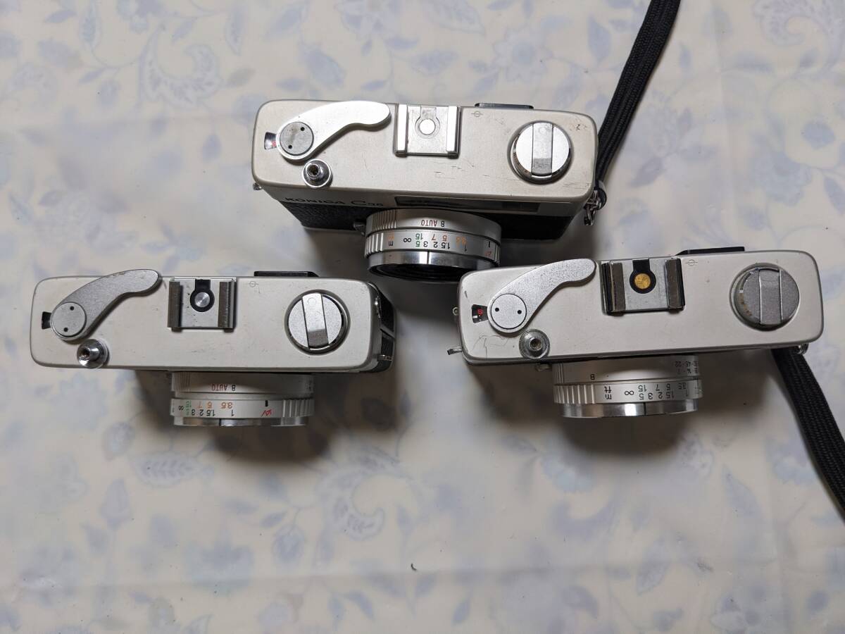 ☆3個まとめ / ジャンク☆ コニカ Konica C35 ×2、FlashMatic ×1 