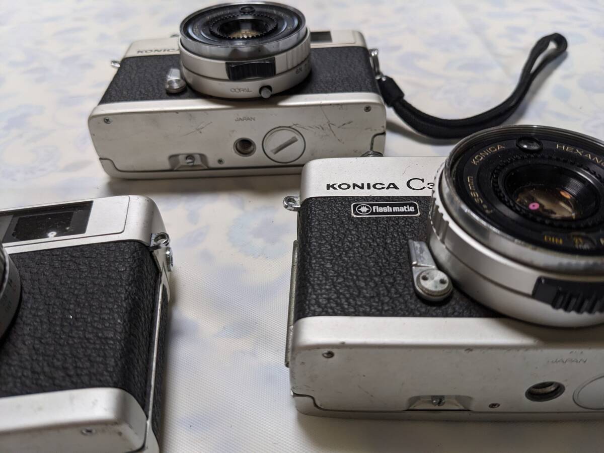 ☆3個まとめ / ジャンク☆ コニカ Konica C35 ×2、FlashMatic ×1