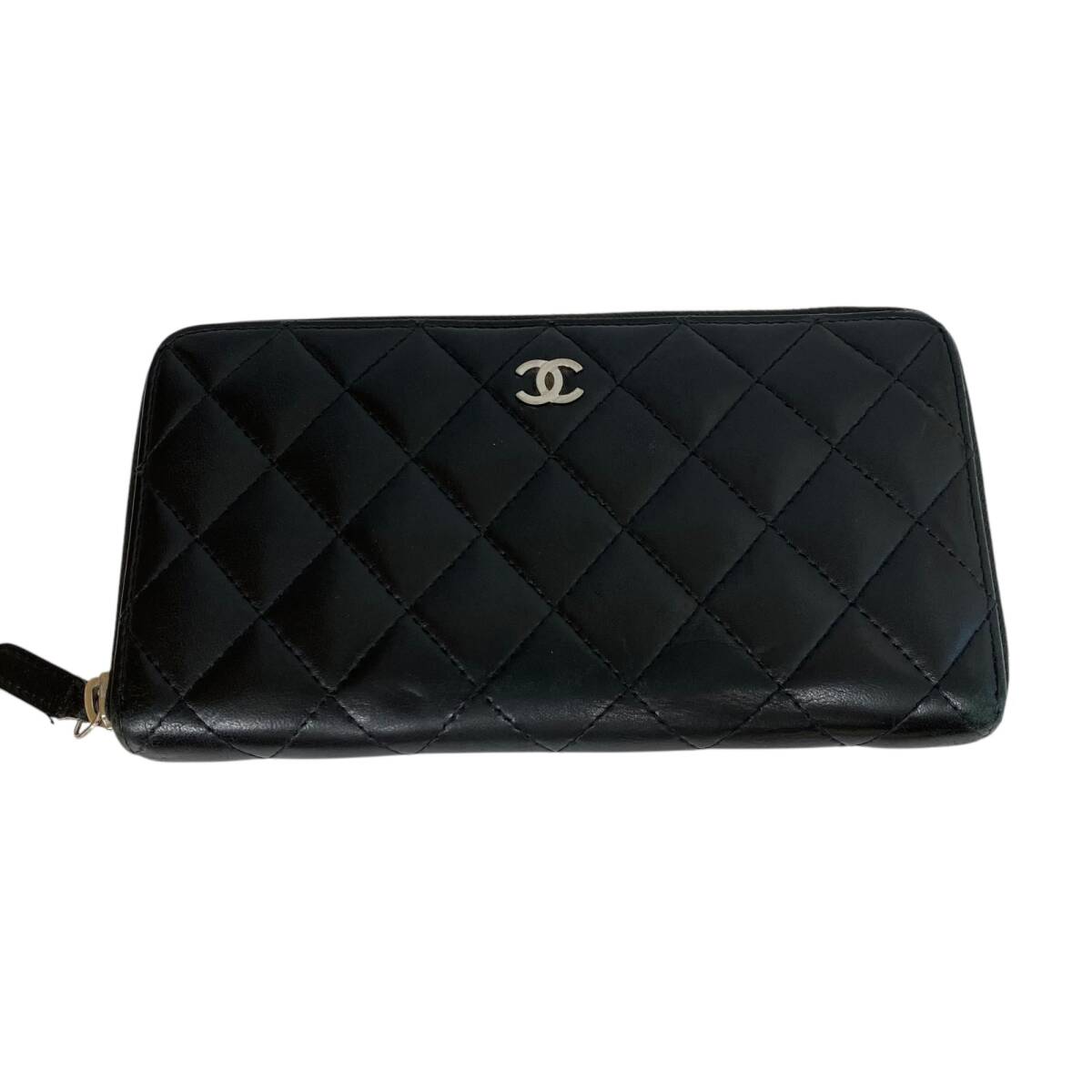 中古品】CHANEL シャネル マトラッセ ラウンドジップ ブラック 黒