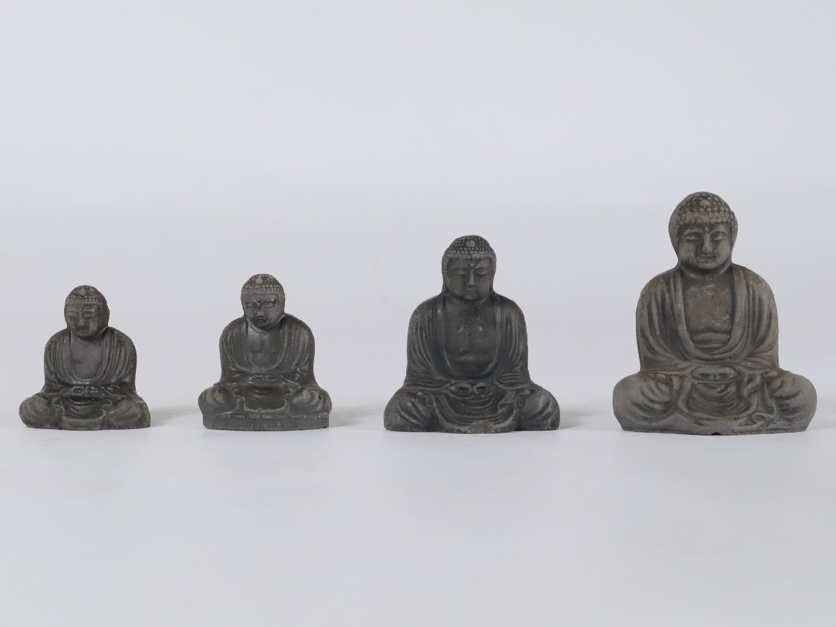 時代置物 鎌倉 長谷寺 大仏 4点 観光土産 逆字 底字 懐中仏 携帯仏 豆