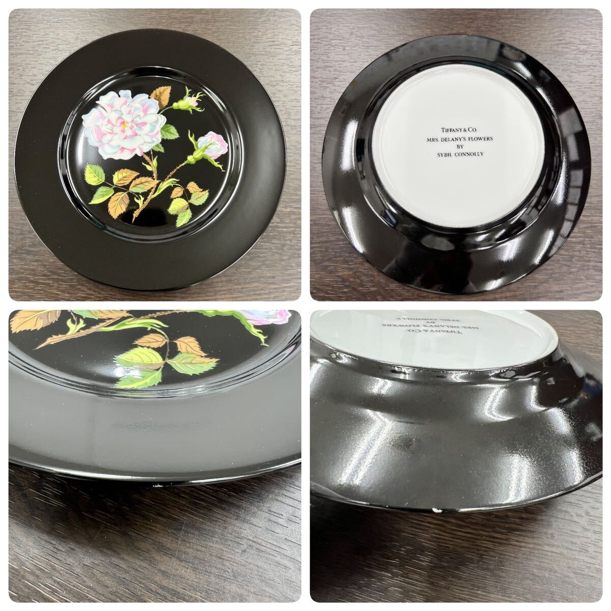 TIFFANY ティファニー Mrs. Delany's Flowers プレート 黒 食器 お皿