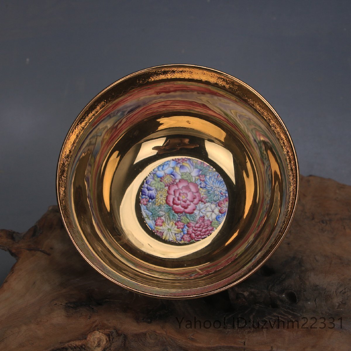 極美品 ！ 粉彩描金 お椀 花柄 観賞 磁器 陶磁器 置物 中国陶磁 収蔵品