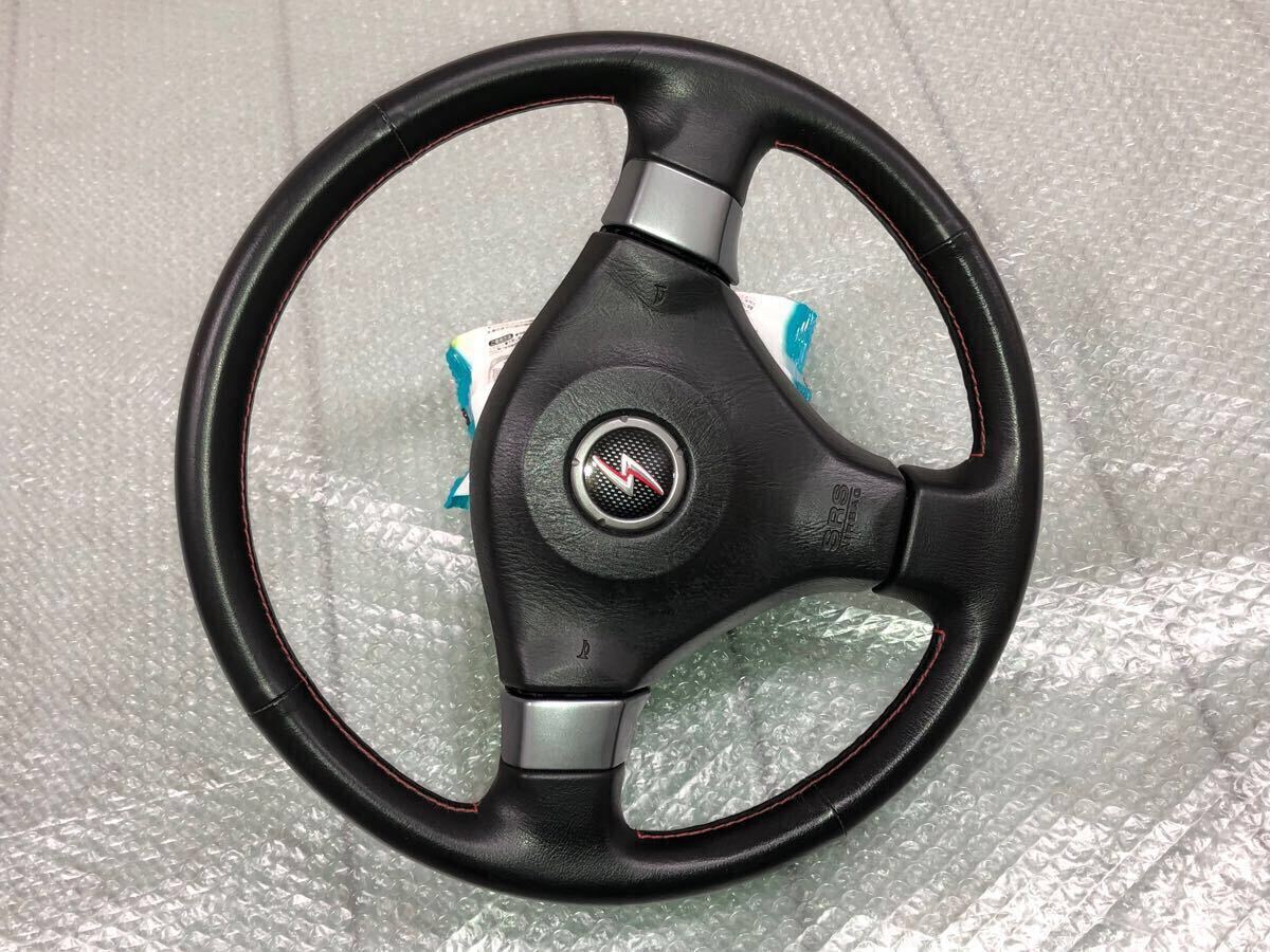 程度良好 極美品 キズ殆ど無 S15 シルビア スペックR MT車用 純正 レザー ステアリング ハンドル 赤ステッチ ホーンパッド付 シルビア S15 spec-R 純正 3眼 #silvia