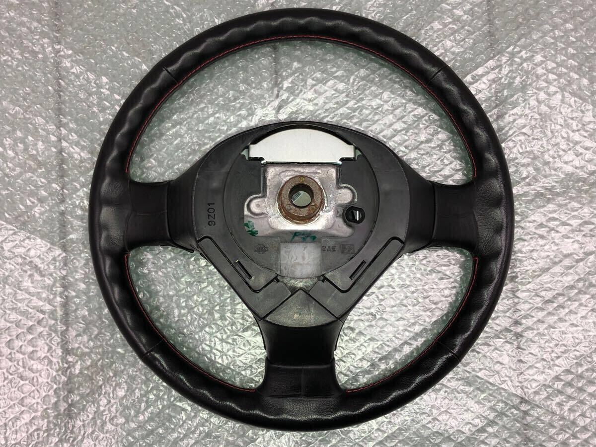 程度良好 極美品 キズ殆ど無 S15 シルビア スペックR MT車用 純正 レザー ステアリング ハンドル 赤ステッチ ホーンパッド付 シルビア S15 spec-R 純正 3眼 #silvia