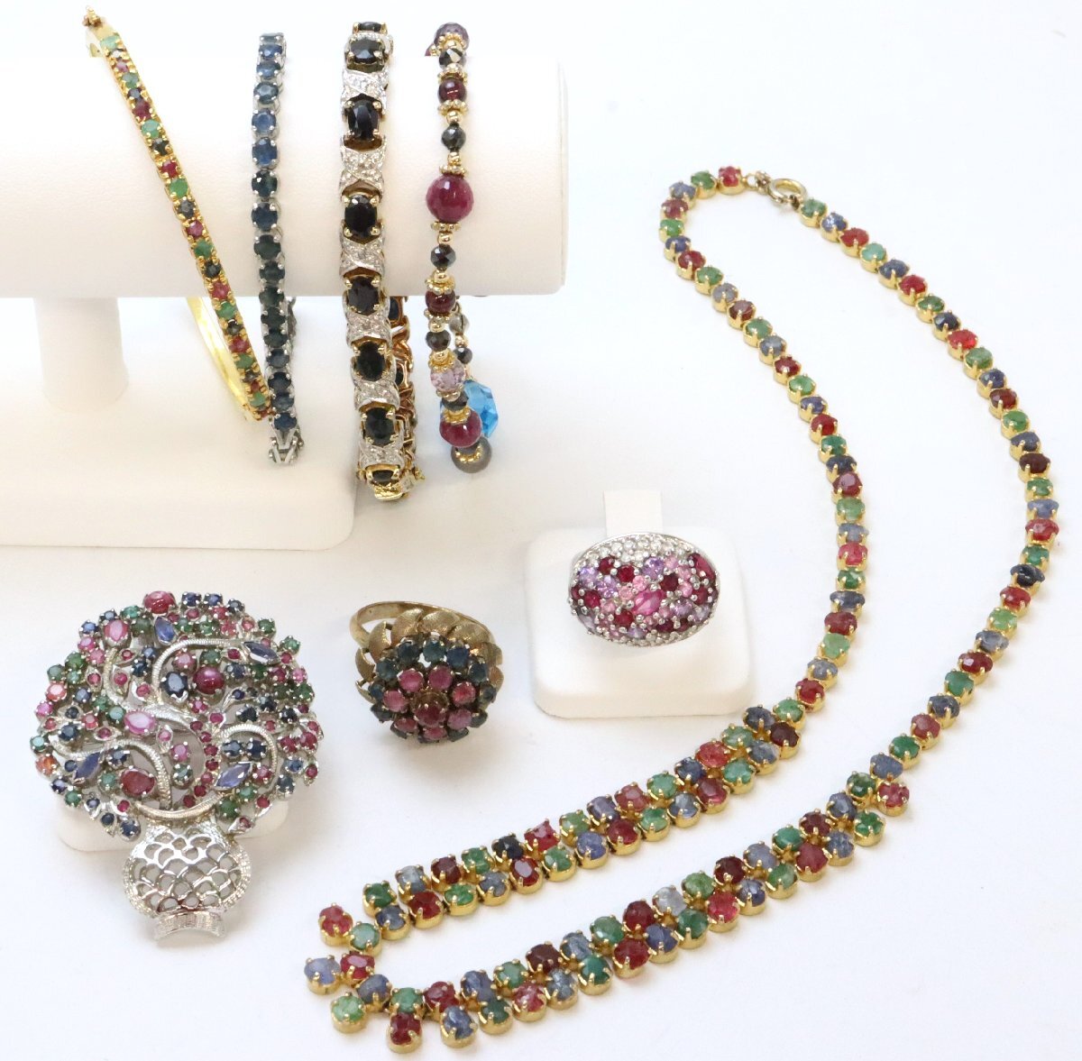 おたからや◆天然ルビー/サファイア/エメラルド アクセサリー (約510.4g安全ピン含まず)合成含浸含※傷、欠け等有※一部Ｋ18有【A-B42625】_3