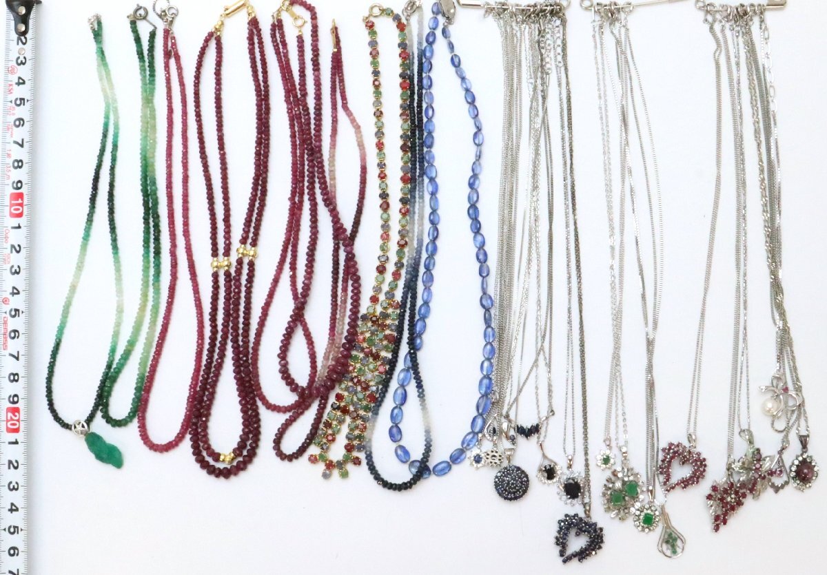 おたからや◆天然ルビー/サファイア/エメラルド アクセサリー (約510.4g安全ピン含まず)合成含浸含※傷、欠け等有※一部Ｋ18有【A-B42625】_9