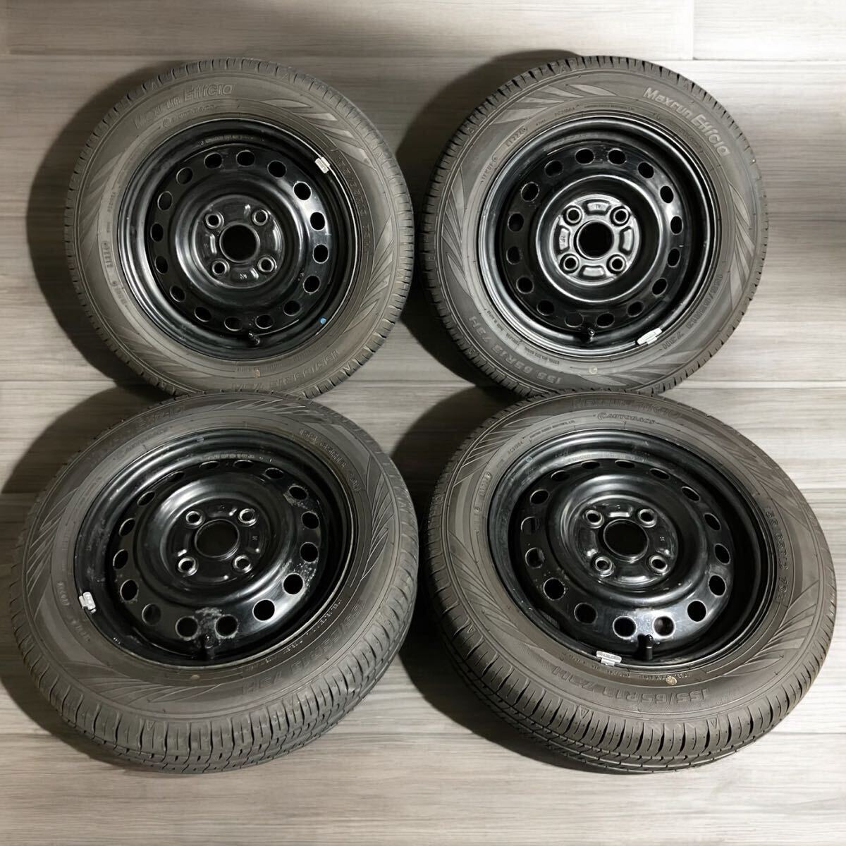 2024年製.国産タイヤ付 スズキ 155/65R13 4J 4穴 PCD100 純正 13インチ 