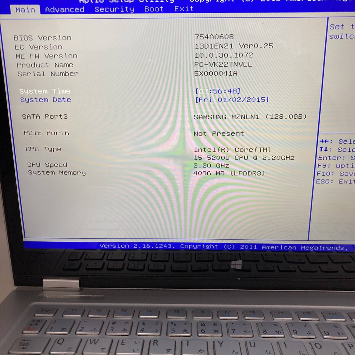 【BIOS可】ジャンク NEC VersaPro UltraLite PC-VK22TNVEL CPU Core i5-5200U RAM4GB SSD128GB 中古 PC ノートパソコン 基盤 マザーボード_2