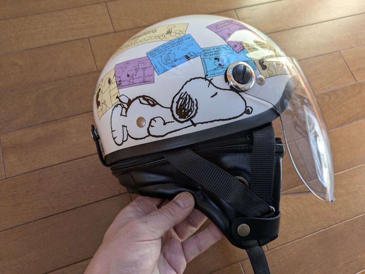 スヌーピー半ヘルメット：中古比較的綺麗と思います。125ccサイズ：フリーサイズです。_1
