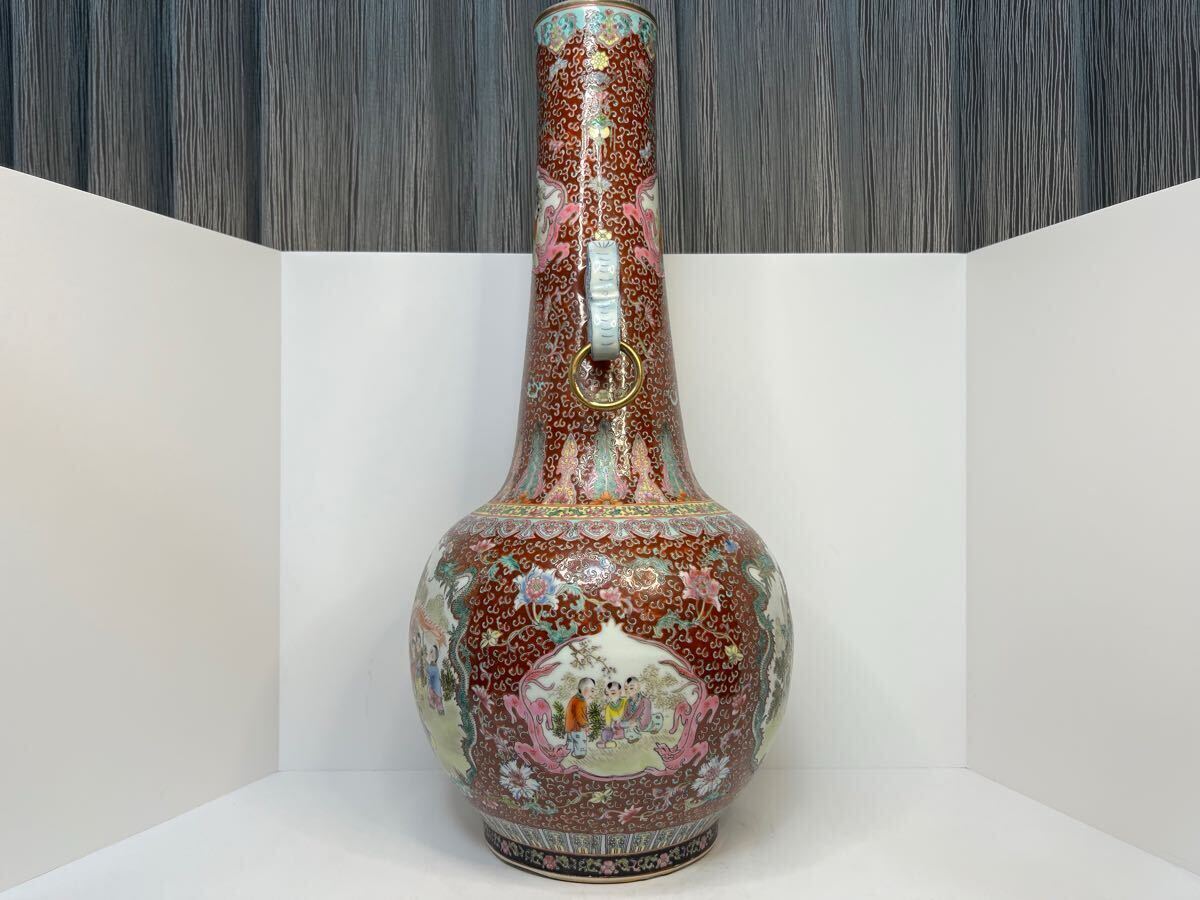 唐物 粉彩 花瓶 時代物 花生 色絵 中国古美術 中国古玩 花器 花入