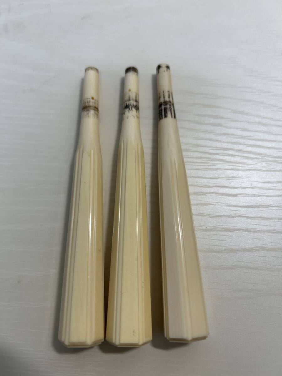 三味線 最高級 象牙風 糸巻 3本組 重量約88g 和楽器 天然素材 素六面取