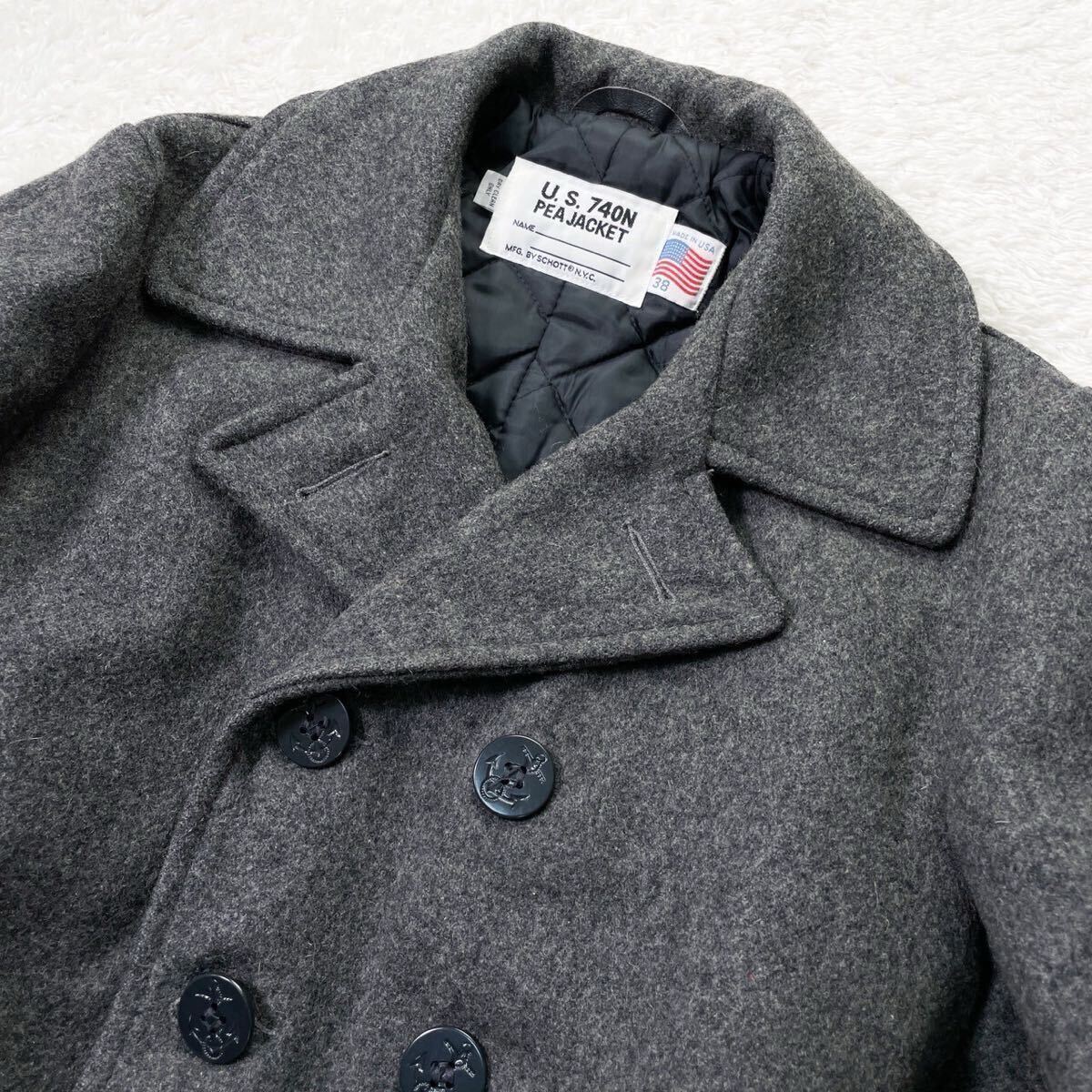 極美品 ショット Schott 中綿 キルティング裏地 ピーコート Pコート 