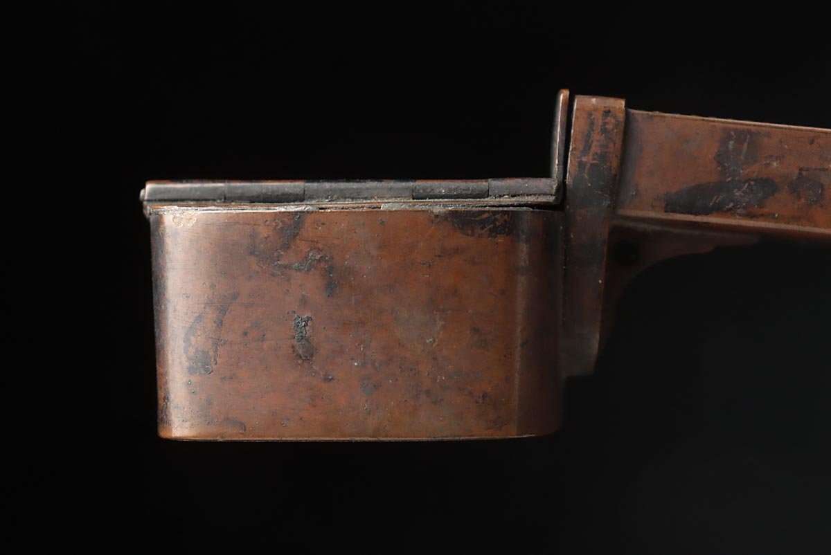 JM548 時代提げ物 銅矢立・銅墨壺一体型矢立 全長23cm 重215g