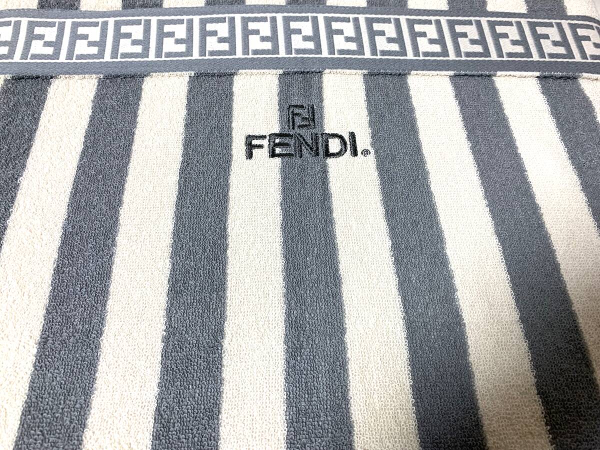 FENDI フェンディバスタオル レアデザイン ロゴ チェック グレー FENDI