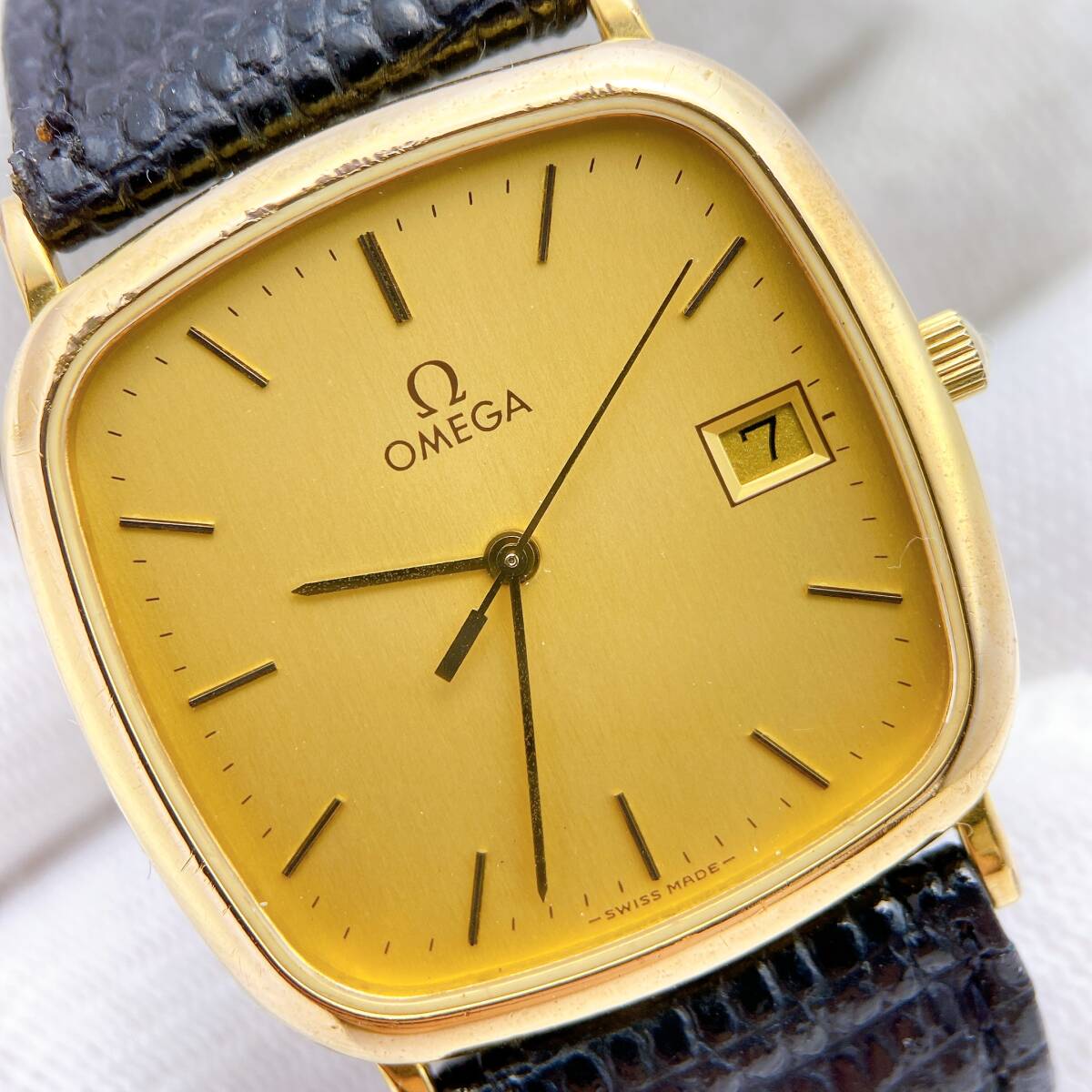 稼働品】美品 オメガ OMEGA デビル DEVILLE メンズ 腕時計 クオーツ QZ 