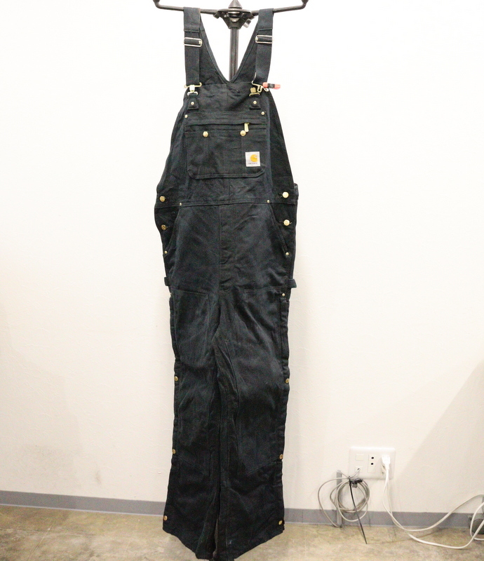 美品カーハートCarhartt 34x30黒ダック生地オーバーオール古着アメカジ K152 2000年代製 Carhartt カーハート オーバーオール□00s 表記40