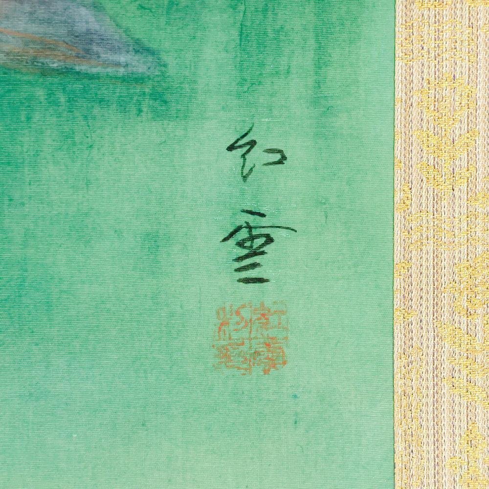 真作】【WISH】山本紅雲「鯉」日本画 掛軸 絹本 共箱 二重箱 〇勲四等