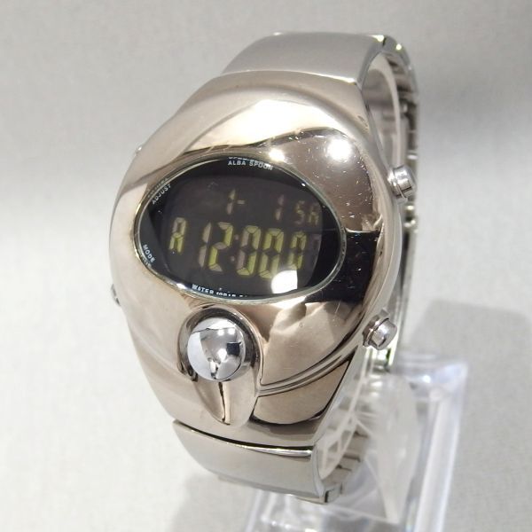 ☆SEIKO ALBA SPOON W620-4140 デジタル クォーツ 腕時計 シルバー 