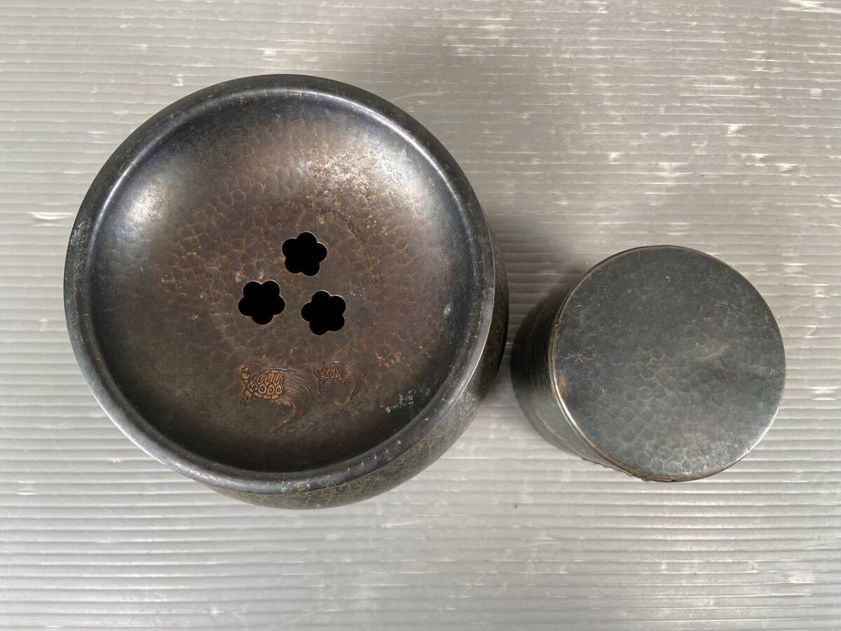 玉川堂 茶筒 煎茶道具 鎚起銅器 鎚目 銅製 純銅製 茶こぼし 茶道具
