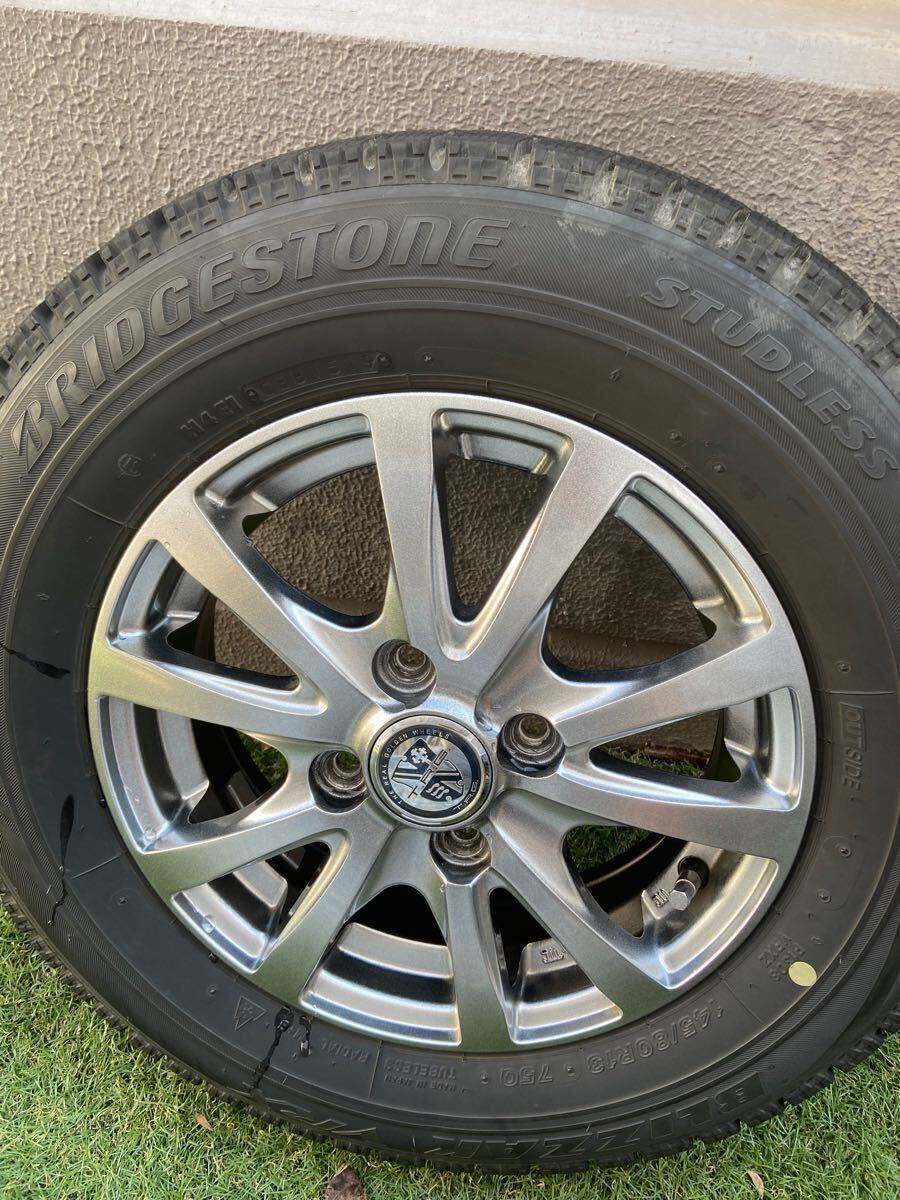 スタッドレスタイヤ　145/80R13 ブリヂストン　ブリザック　VRX ホイールセット　4J 軽自動車　7〜8部山　2019年製　アルミホイール_4