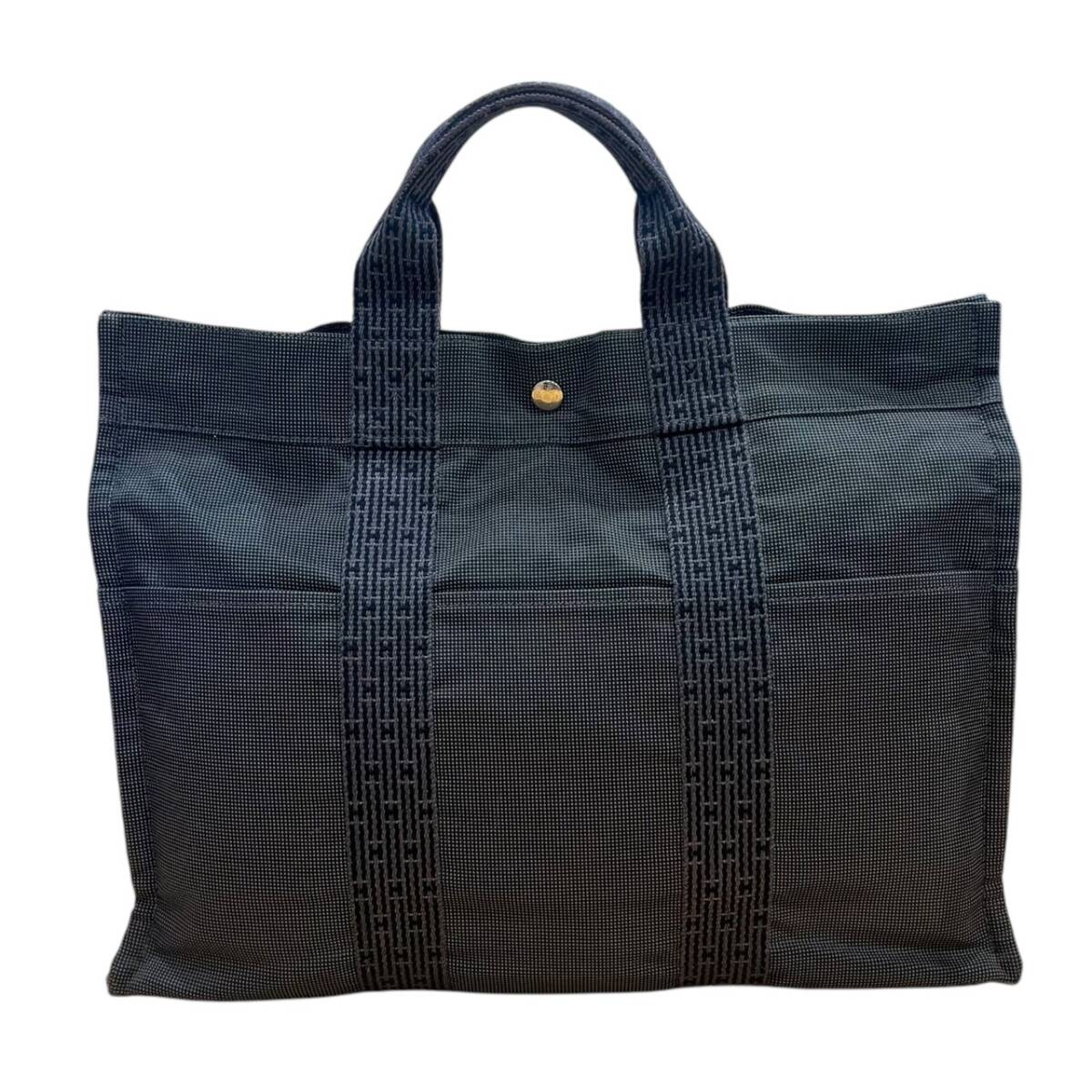 良品☆HERMES【エルメス】エールライン キャンバス×レザー 
