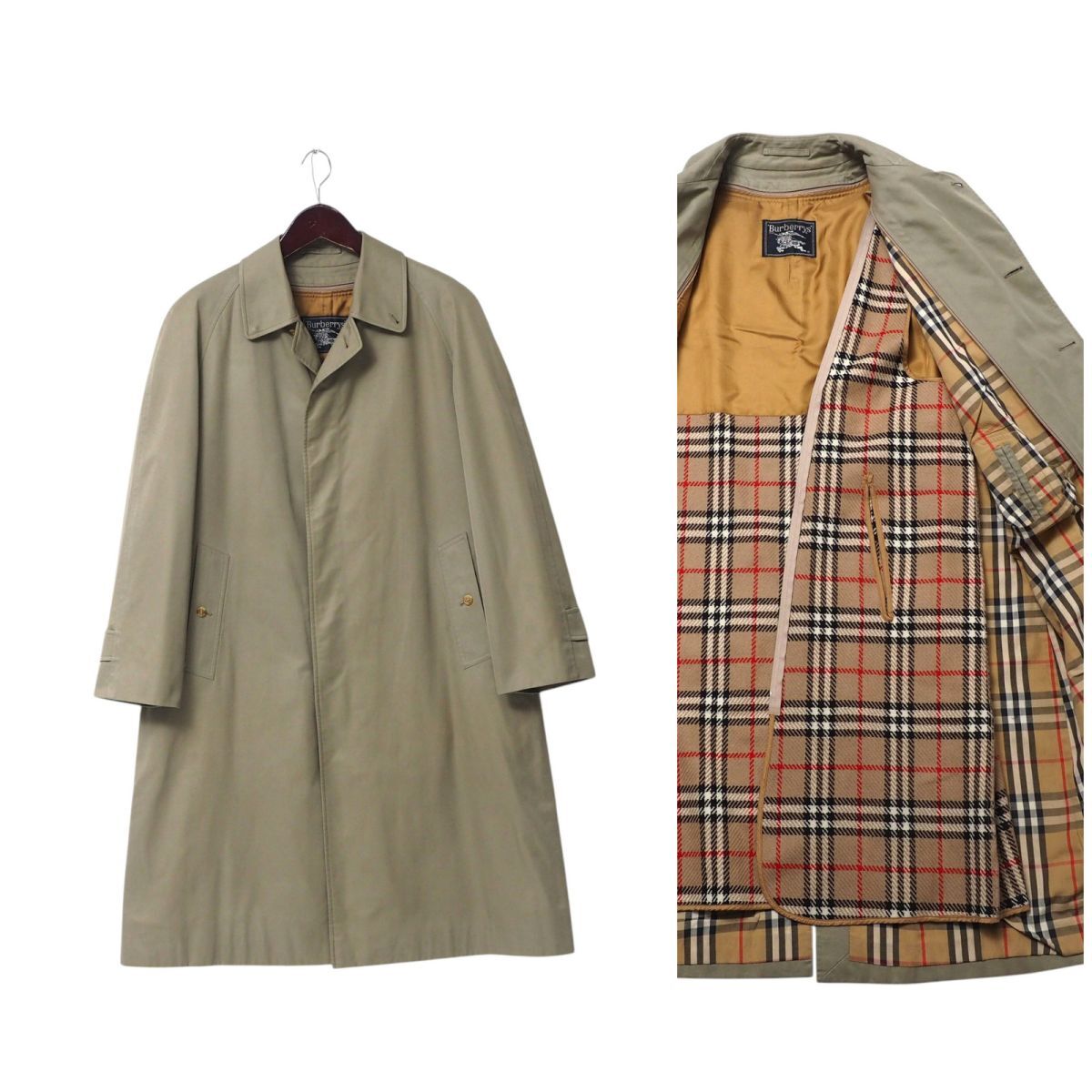 90s◇Burberry バーバリー◇ダブル トレンチコート ノバチェック M 90s