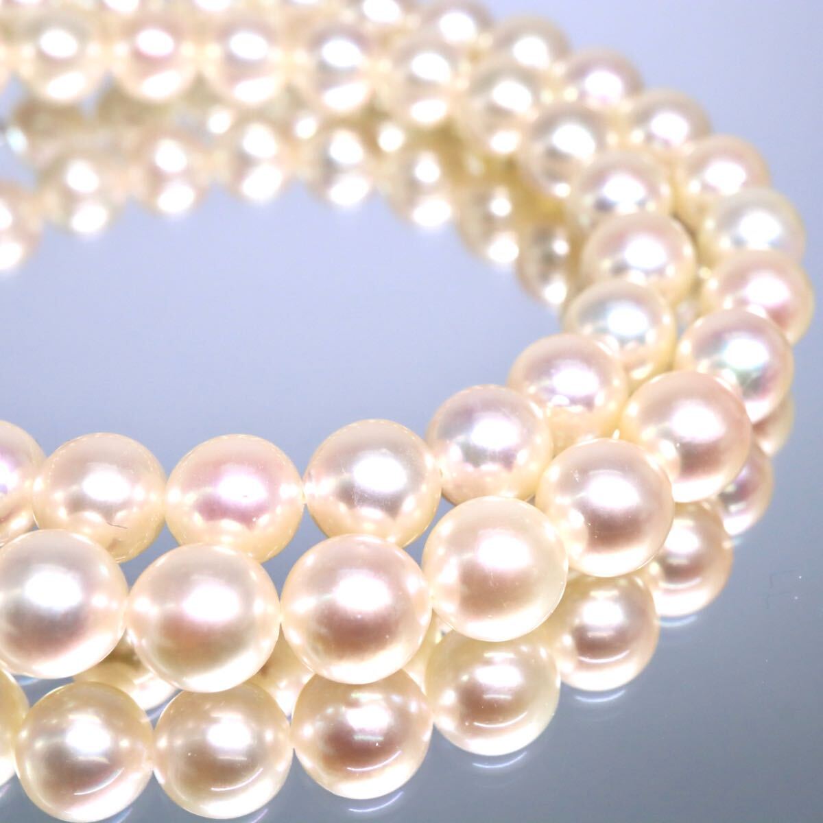 1円〜!!テリ強!!美品!!○アコヤ本真珠ネックレス○F 約37.9g 約43.0cm