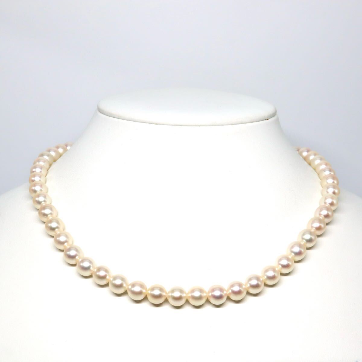 【新品仕上げ済/テリ強】あこや真珠 パールネックレス 4-8mm グラデーション 1円〜!!テリ強!!美品!!○アコヤ本真珠ネックレス○F 約37.9g 約43.0cm