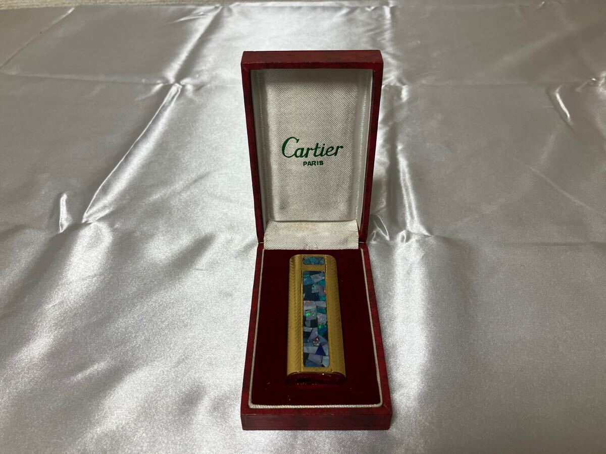 カルティエ モザイクオパール ガスライター 着火確認 USED 美品 