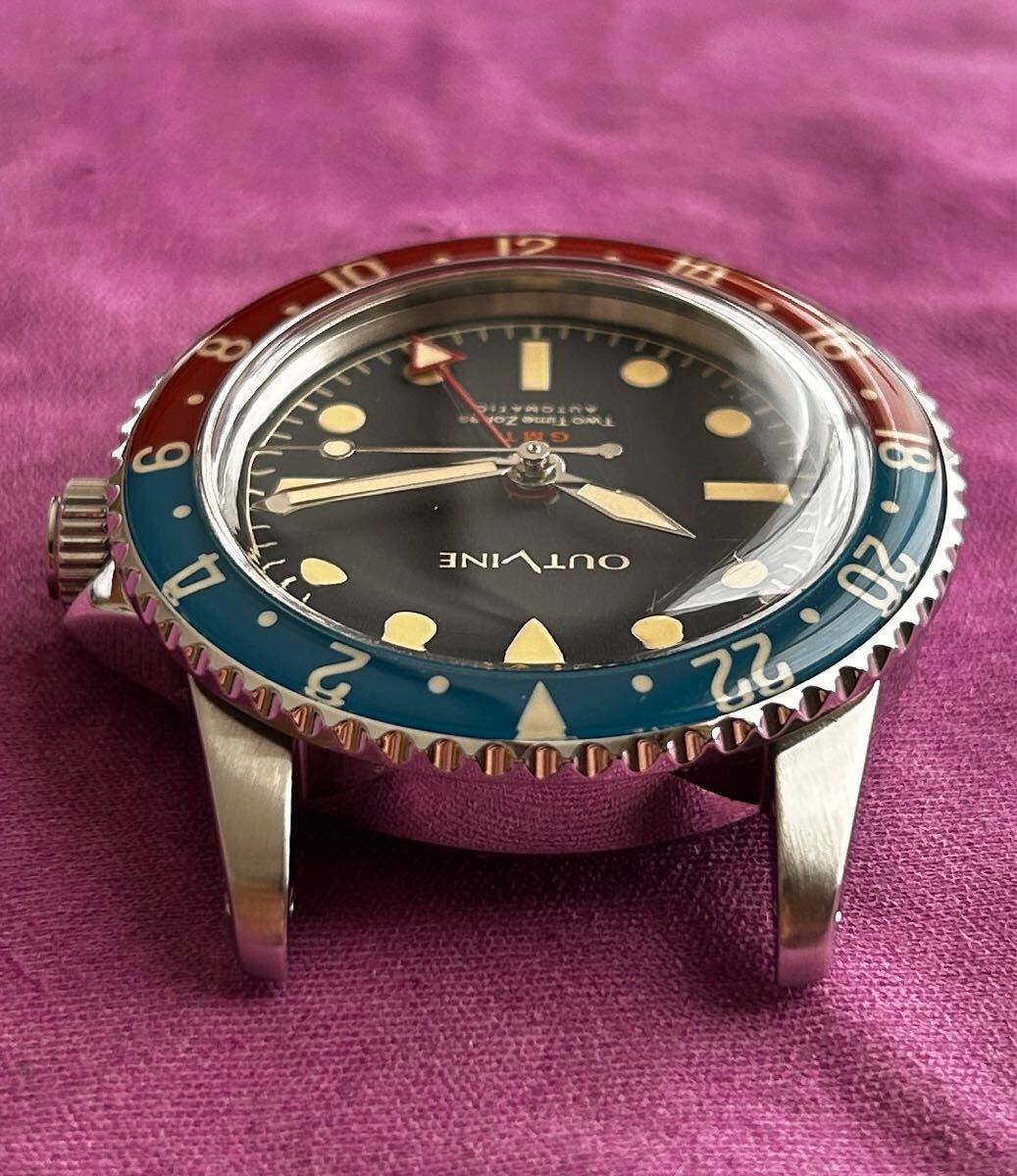 アウトライン　GMT　OUTLINE GMT-1950 自動巻き　ベークライト仕様風GMT 青赤ベゼル　ペプシ　腕時計_2