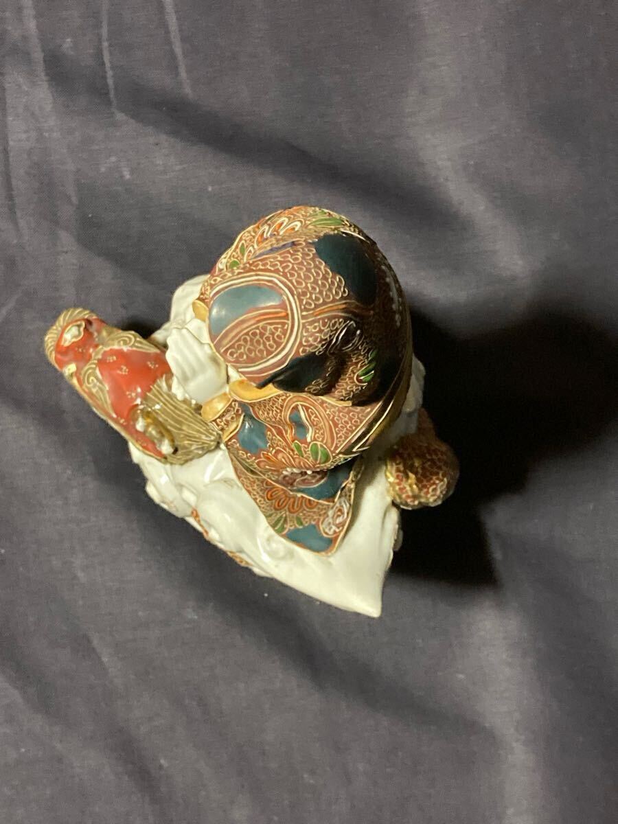 旧家所蔵品！九谷焼 観音菩薩像 置物 陶器 色絵金彩 仏像 仏教美術