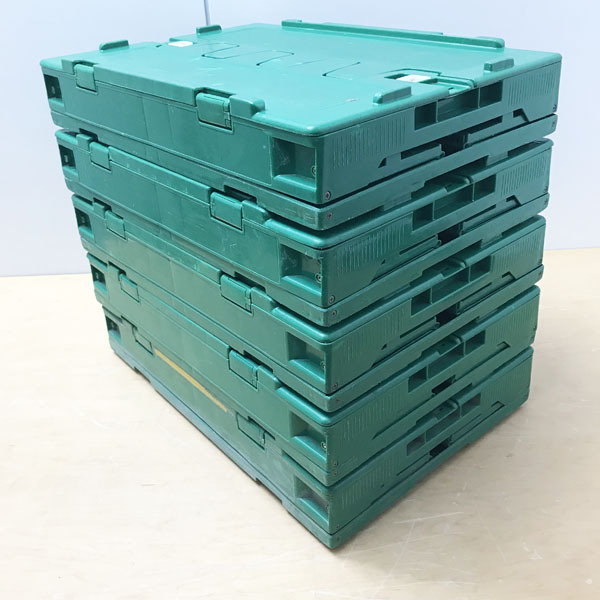 【中古】SANKO/サンコー サンクレット オリコン 緑5コセット フタ付 折り畳み コンテナ ※No.8※_2