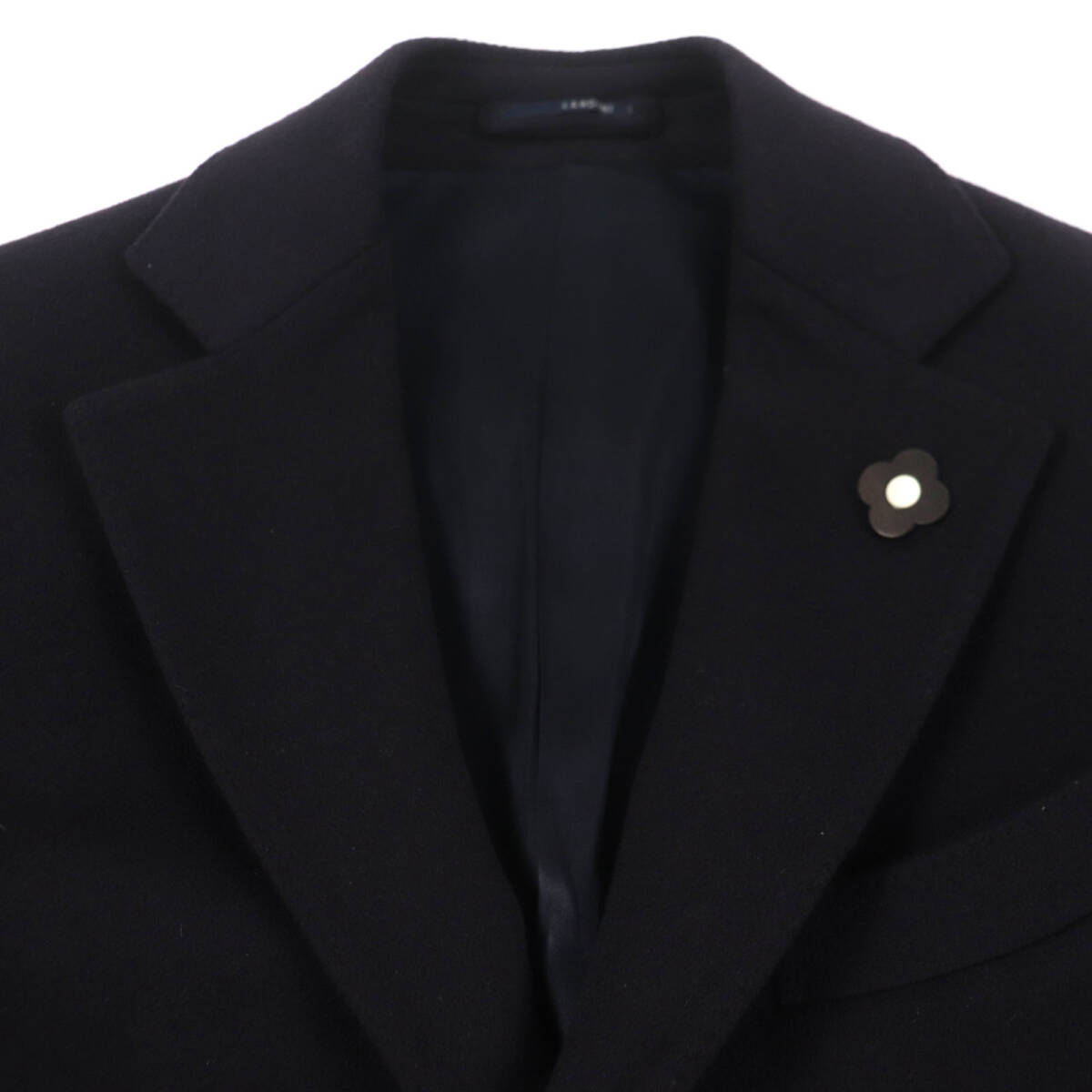 極美品▽LARDINI ラルディーニ ウール100% ブートニエール チェスター 