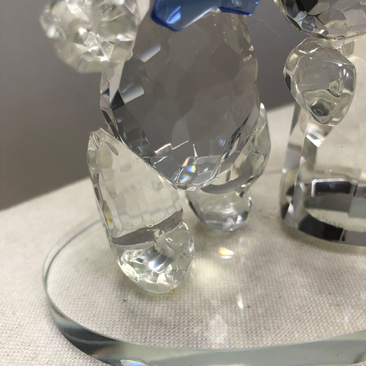 ガラス細工 クリスタルガラス ペアベア クマさん 熊 クリスタルベア インテリア 雑貨 置物 オブジェ 飾り 総重量428.4g_4