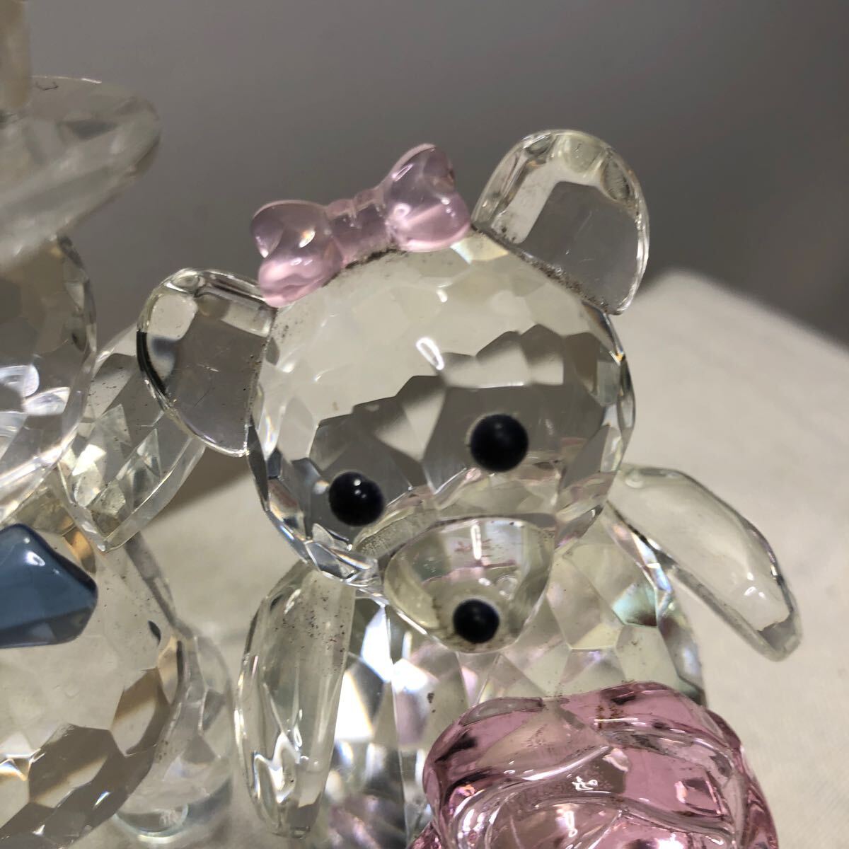 ガラス細工 クリスタルガラス ペアベア クマさん 熊 クリスタルベア インテリア 雑貨 置物 オブジェ 飾り 総重量428.4g_5