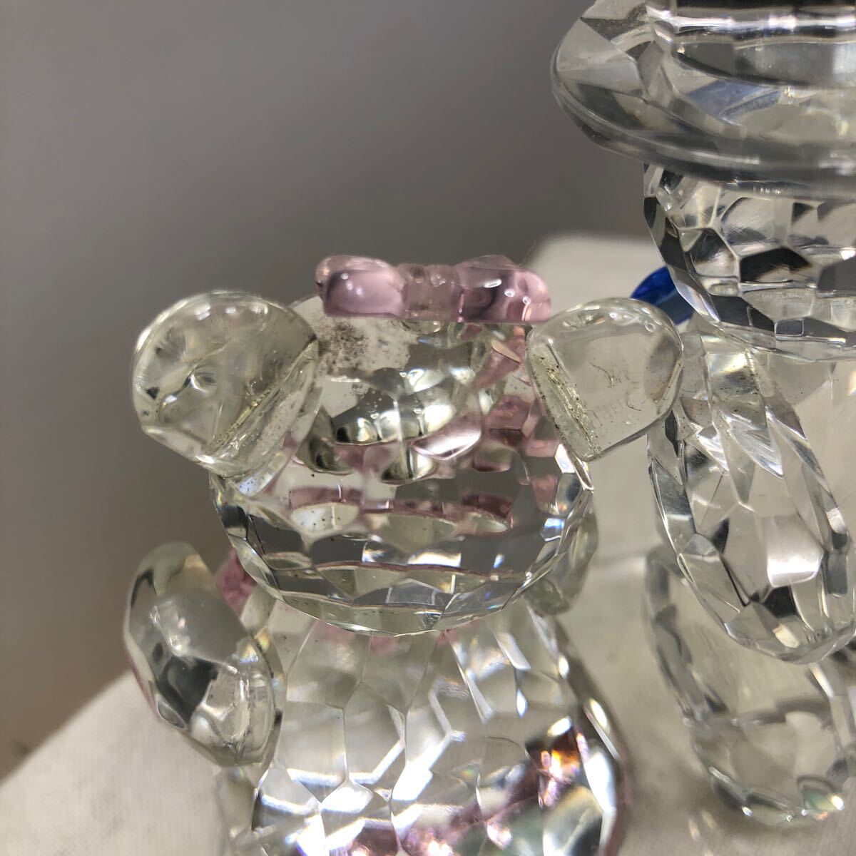 ガラス細工 クリスタルガラス ペアベア クマさん 熊 クリスタルベア インテリア 雑貨 置物 オブジェ 飾り 総重量428.4g_7