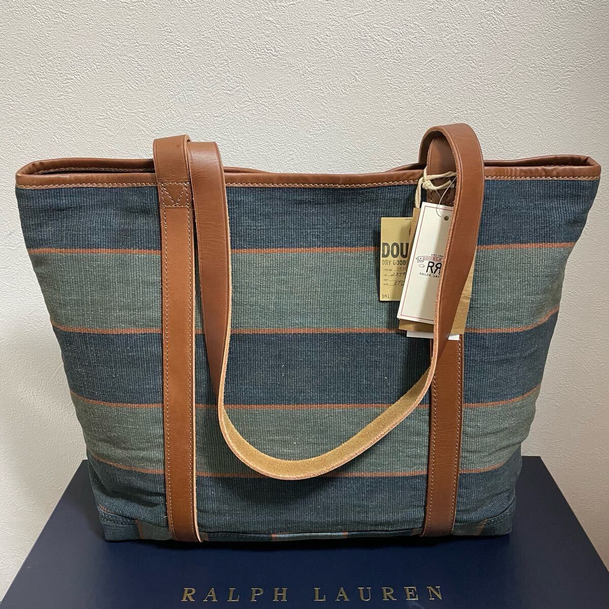 新品【RRL】ハンドウーブン インディゴ ストライプド トート【ダブル