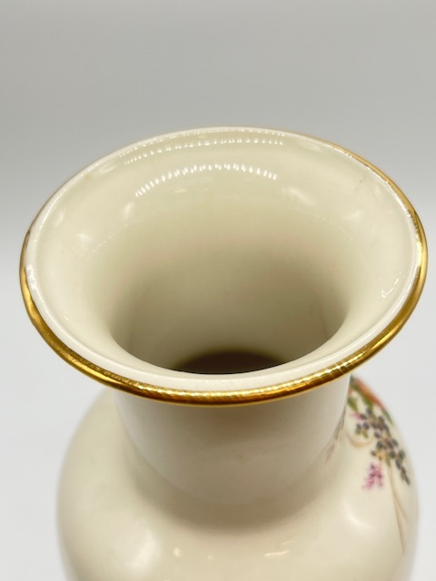 S7886□ 柴田陶器 花瓶 金彩 花模様 花入 花器 花文 華道具 伝統工芸