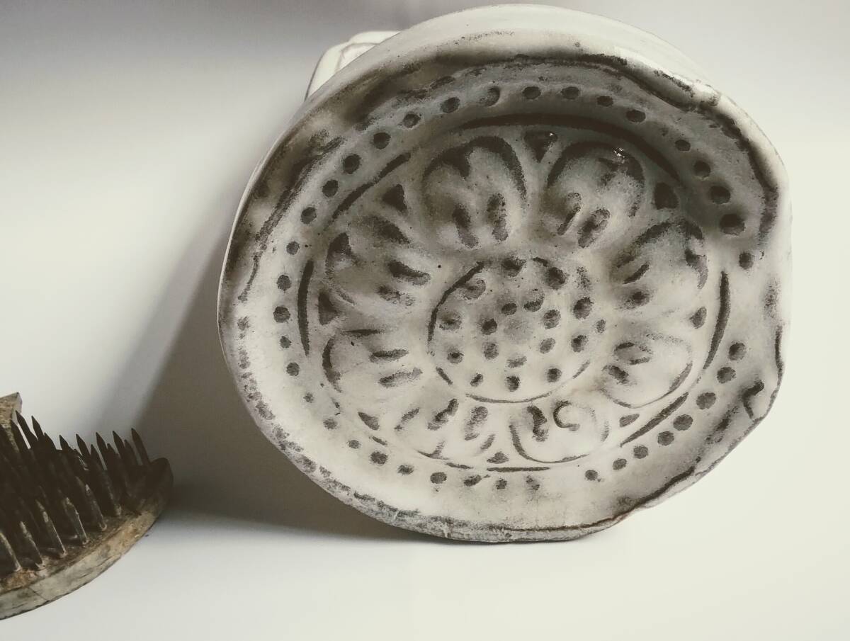 未使用　赤膚焼　古代瓦　東大寺式　蓮華紋　花瓶　花器　奈良　大和　フラワーベース_3