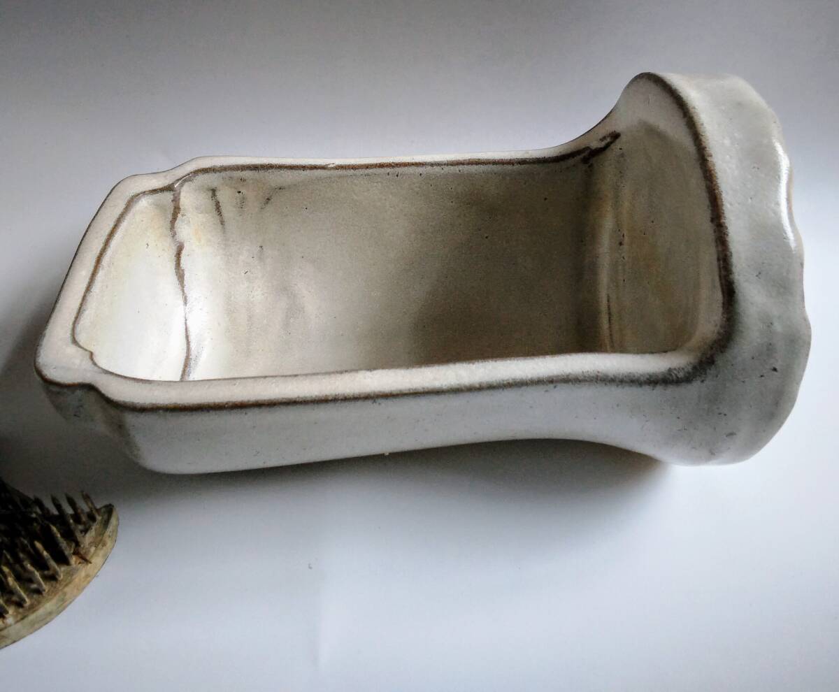 未使用　赤膚焼　古代瓦　東大寺式　蓮華紋　花瓶　花器　奈良　大和　フラワーベース_6