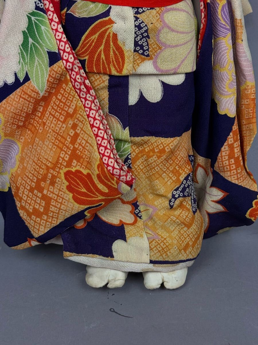 時代品 市松人形 『 竜月 』 昭和期〜 抱き人形 日本人形 着物 在銘