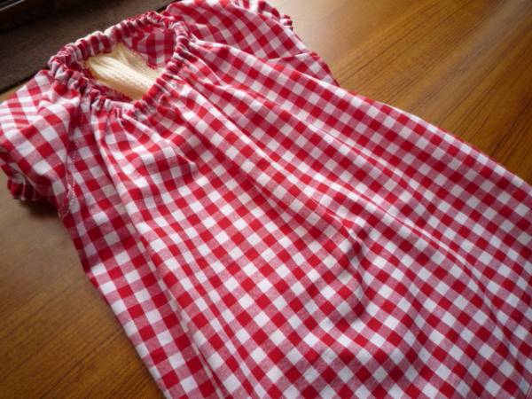 F*dog新作サンプル品ギンガムチェックとニットのスモック赤*胴42_1