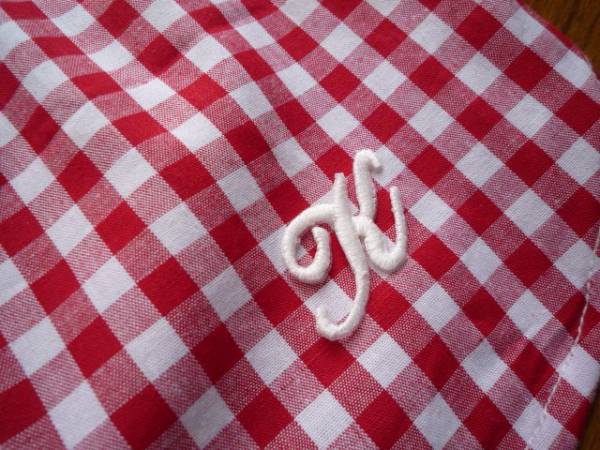 F*dog新作サンプル品ギンガムチェックとニットのスモック赤*胴42_3